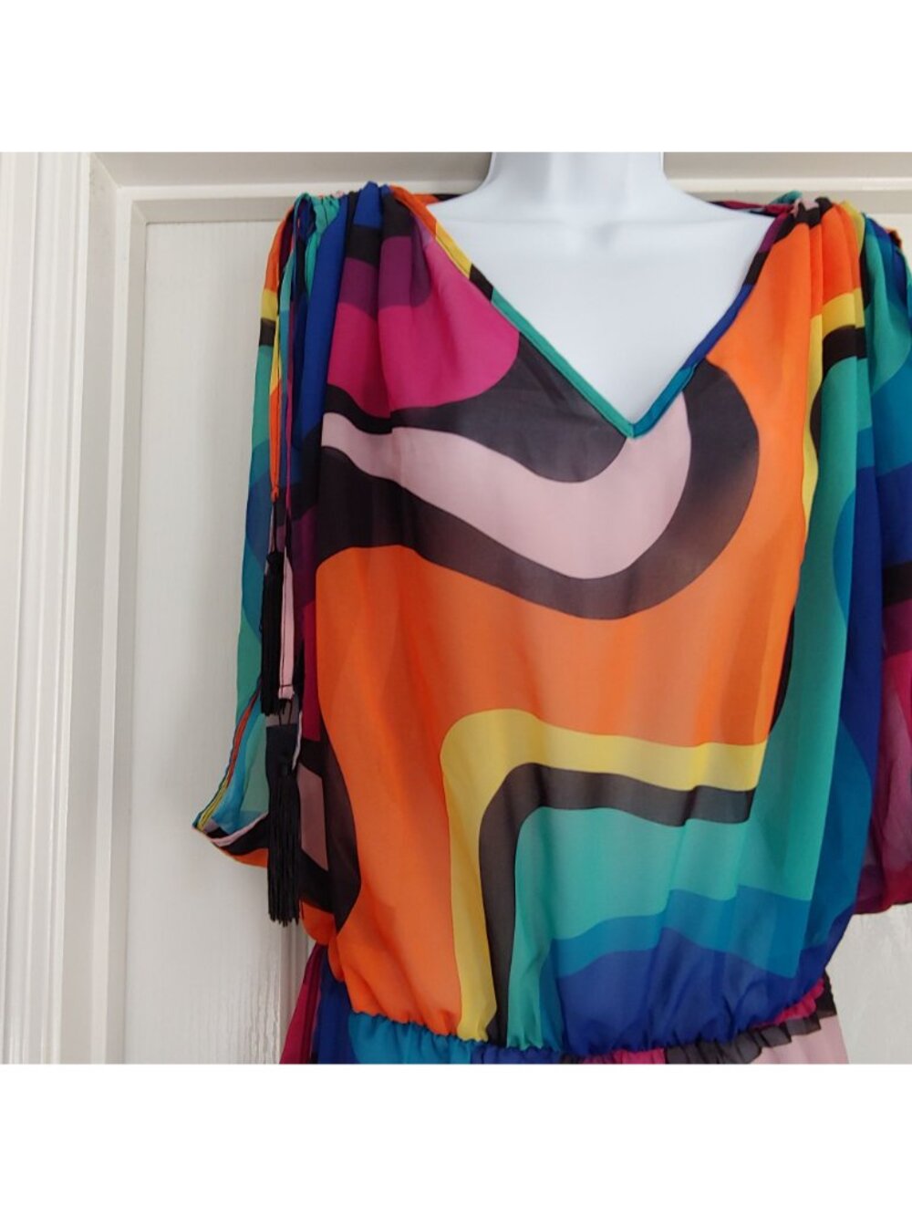 Kurt Geiger Vibrant Abstract Swirl Swim Cover Up Resort Beach Tunic L - Picture 13 of 14